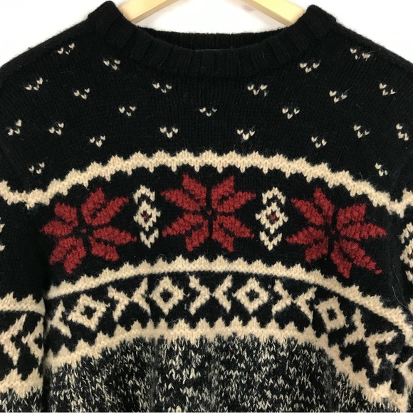 Ralph Lauren Snow Flake Fair Isle Hand Knit Lambswool Silk Sweater - Picture 3 of 4